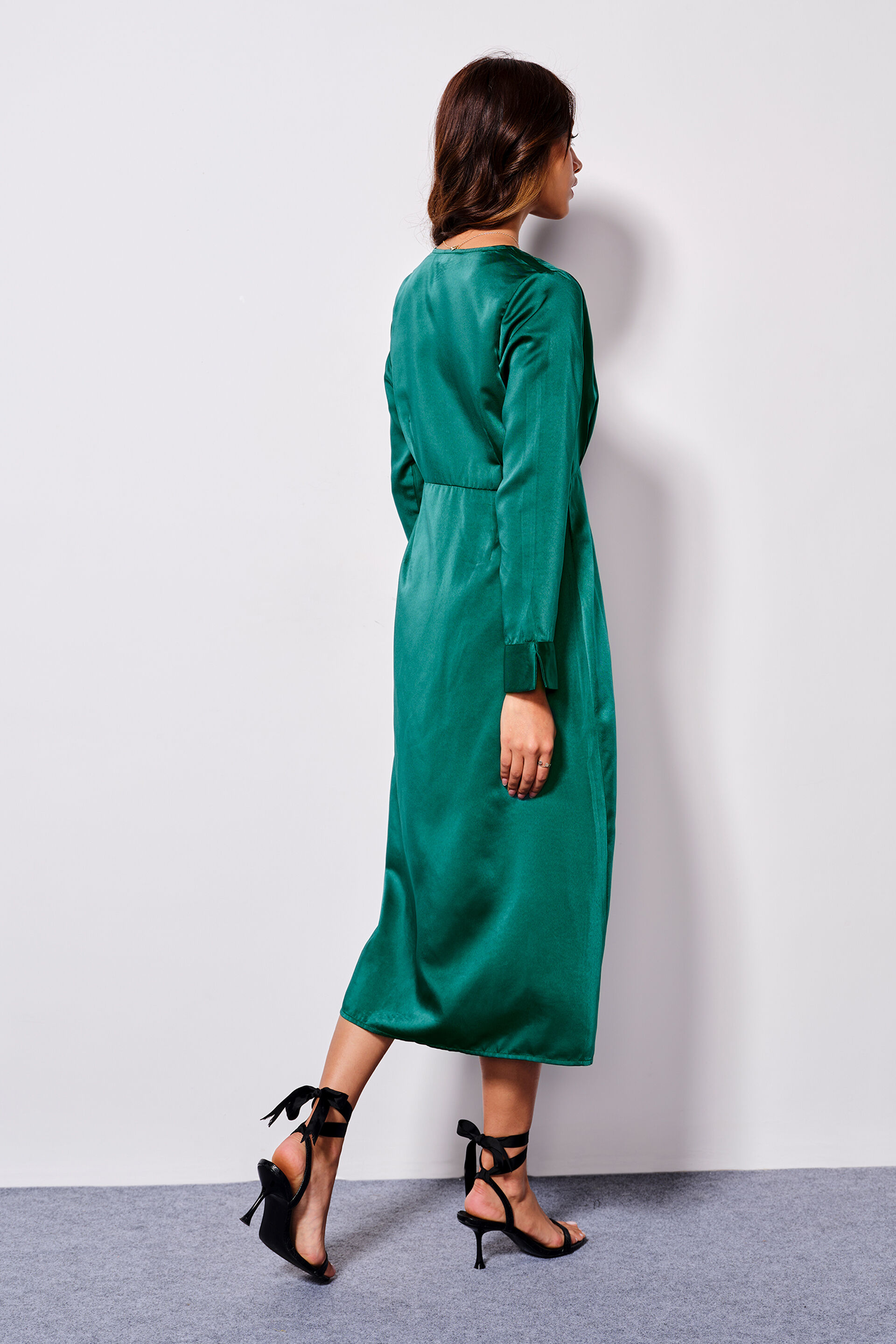 Satin Splendor Emerald Dress, Emerald Green, image 5